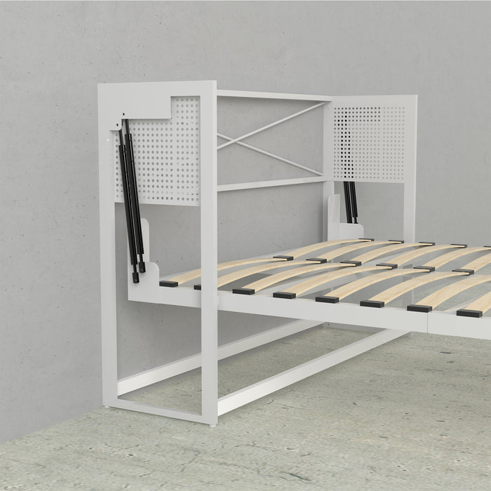Wall Bed With Desk & 2 Side Cabinets, Queen Size, White by Leto Muro