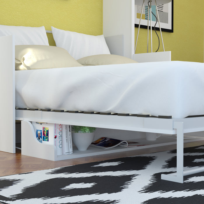Wall Bed With Desk & Cabinet, Queen Size, White by Leto Muro