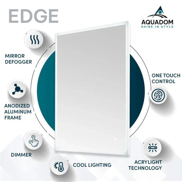 Aquadom Edge 30'' × 32'' LED Lighted Bathroom Mirror