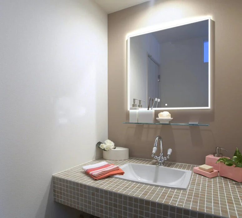 Aquadom Edge 30'' × 32'' LED Lighted Bathroom Mirror