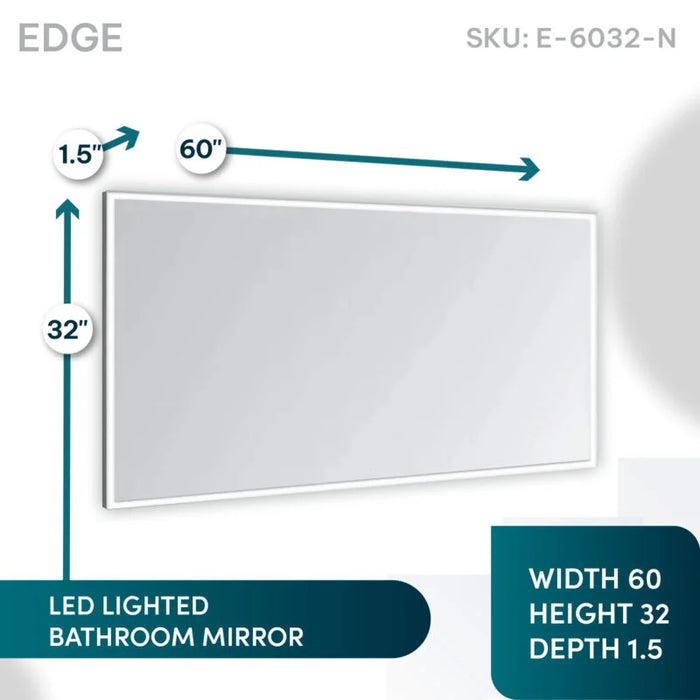 Aquadom Edge 60'' × 32'' LED Lighted Bathroom Mirror