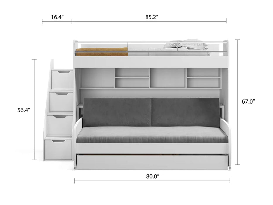 Eco Bel Mondo Twin-over-Twin XL / Full-over-Full XL 4-in-1 Bunk Bed System by Multimo Beds