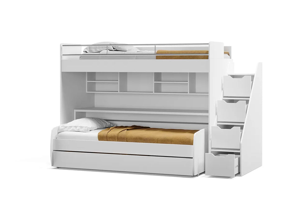 Eco Bel Mondo 4-in-1 Wall Bunk Bed System – Twin-Over-Twin XL (or Full XL) by Multimo Beds