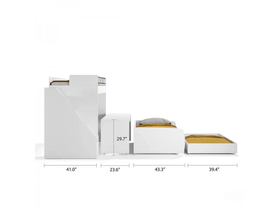 Eco Bel Mondo 4-in-1 Wall Bunk Bed System – Twin-Over-Twin XL (or Full XL) by Multimo Beds