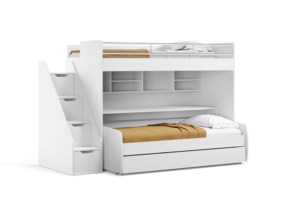 Eco Bel Mondo 4-in-1 Wall Bunk Bed System – Twin-Over-Twin XL (or Full XL) by Multimo Beds