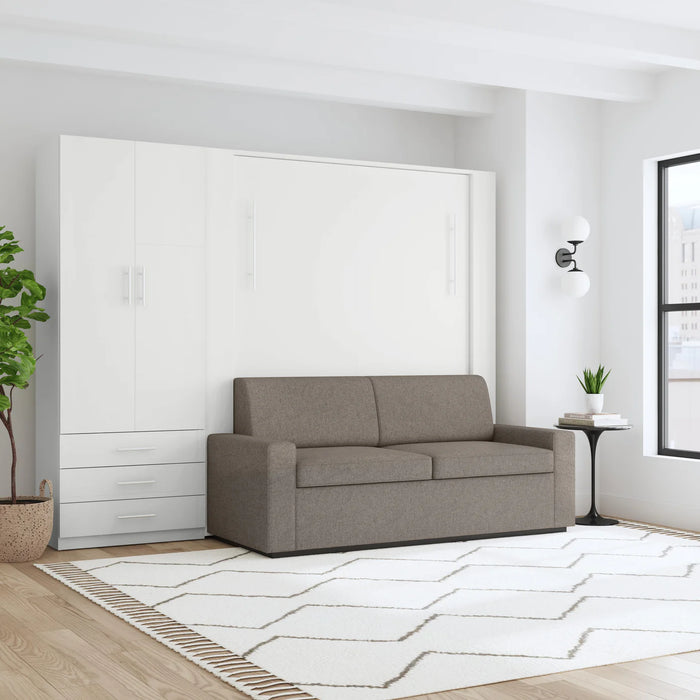 Queen Size Murphy Bed with Couch & Large Storage Cabinet | Inovabed