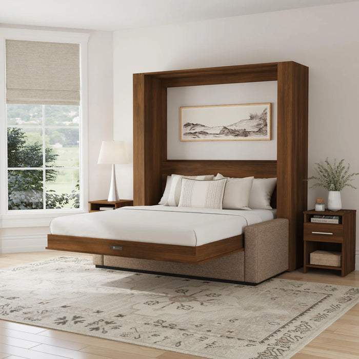 Queen Size Murphy bed with Couch & two Nightstands | Inovabed