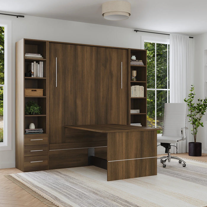 Queen Size Murphy Bed with Table and Side Cabinets | Inovabed