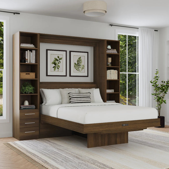 Queen Size Murphy Bed with Table and Side Cabinets | Inovabed