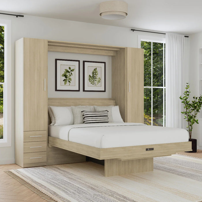 Queen Size Murphy Bed with Table and Side Cabinets | Inovabed