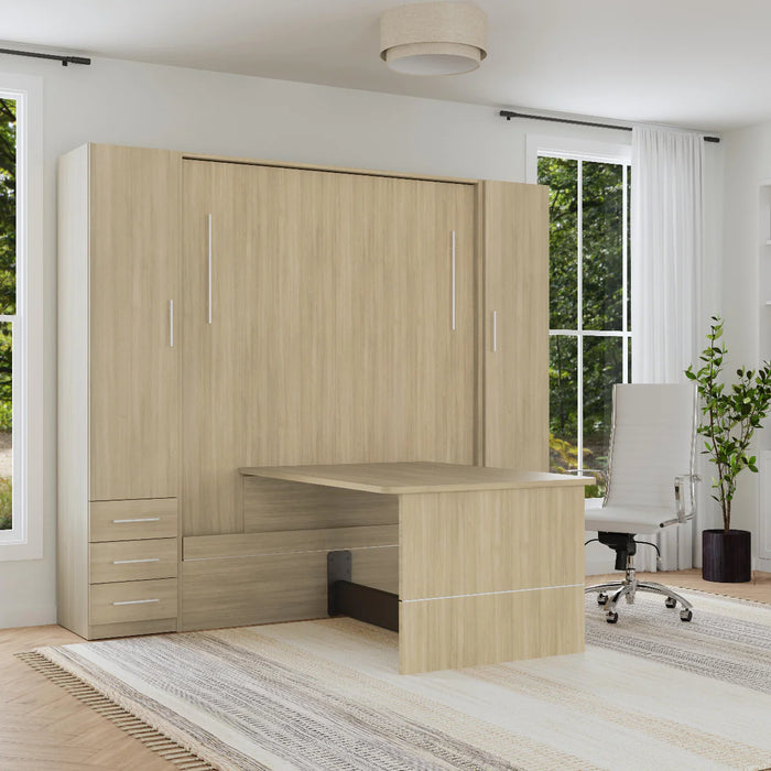 Queen Size Murphy Bed with Table and Side Cabinets | Inovabed