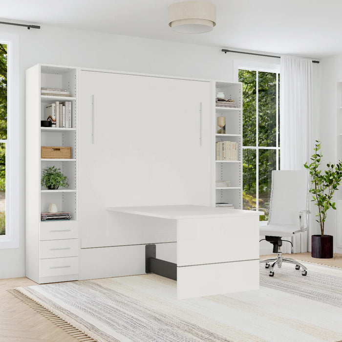 Queen Size Murphy Bed with Table and Side Cabinets | Inovabed