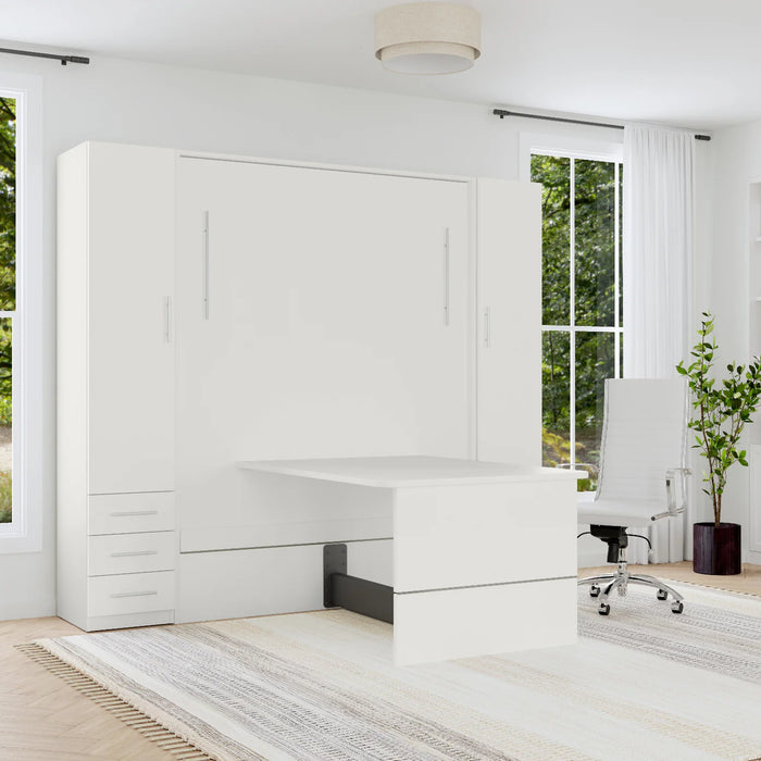 Queen Size Murphy Bed with Table and Side Cabinets | Inovabed