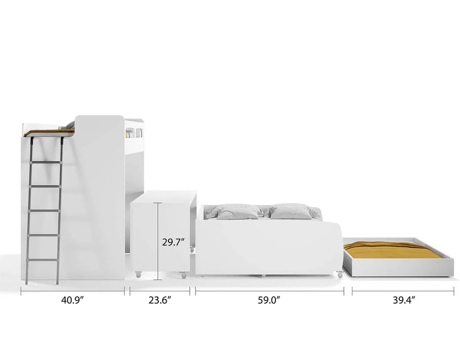 NEW Bel Mondo XL Twin-over-Full/Full XL Bunk Bed Set – 4-in-1 Convertible by Multimo Beds