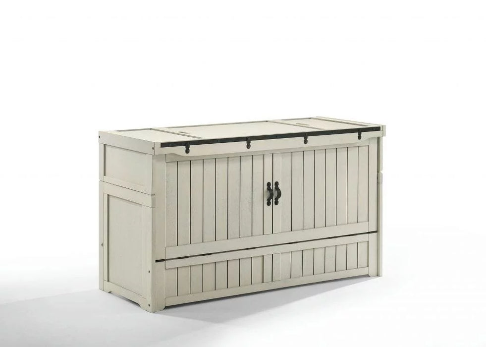 Night and Day Furniture Murphy Rustic Cube 3 Cabinet Bed, Queen, vintage White Finish