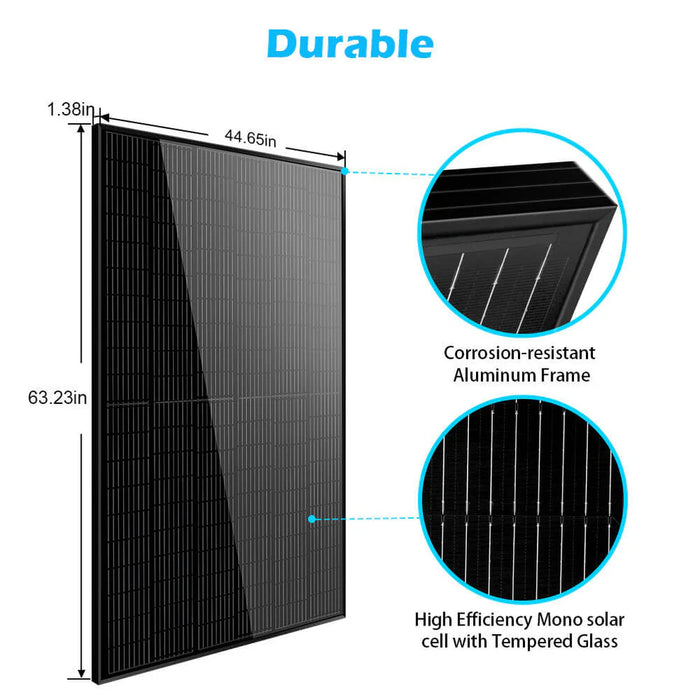 SunGoldPower 370 Watt Mono Black PERC Solar Panel Full Pallet (32 Panels ) SG-370WMB