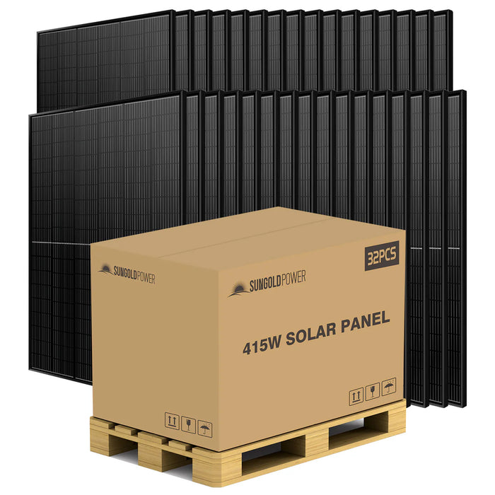 SunGoldPower 415 Watt Mono Black PERC Solar Panel Full Pallet (32 Panels ) SG-415WM