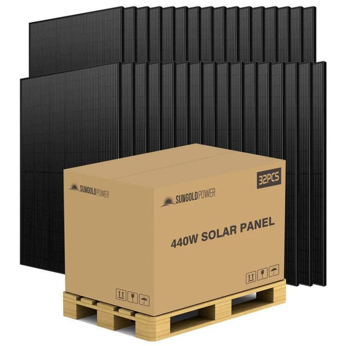 SunGoldPower 440 Watt Mono Black PERC Solar Panel Full Pallet (32 Panels ) SG-440WM