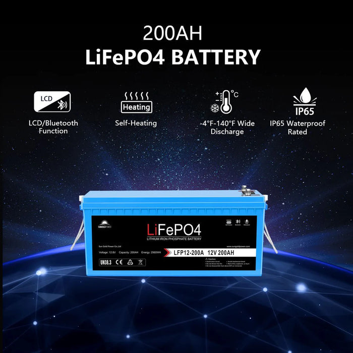 SunGoldPower Off Grid Solar Kit 4000W Inverter 12VDC 120V/240V LiFePO4 Battery 1200 Watt Solar Back Up SGK-PR4S