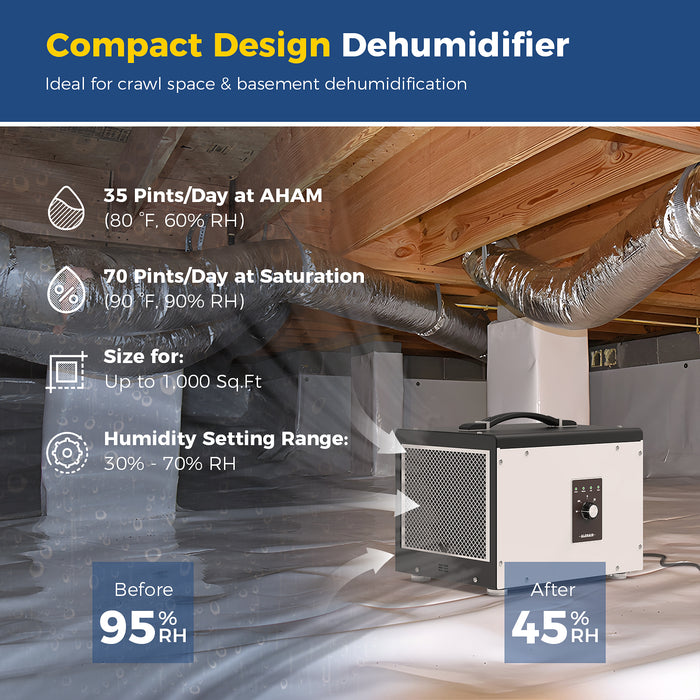 AlorAir 70 Pint Energy Star Crawl Space Dehumidifier HS35