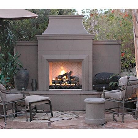 American Fyre Designs Grand Petite Cordova Outdoor Fireplace with Extended Bullnose Hearth 865-10-N-SM-LBC
