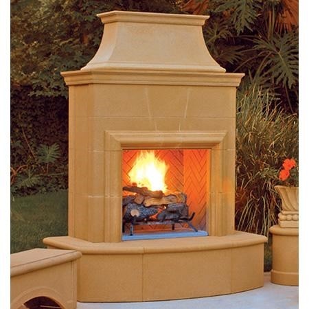 American Fyre Designs 16'' Radiused Bullnose Hearth Petite Cordova Outdoor Vent-Free Fireplace 125-01-N-CB-LBC