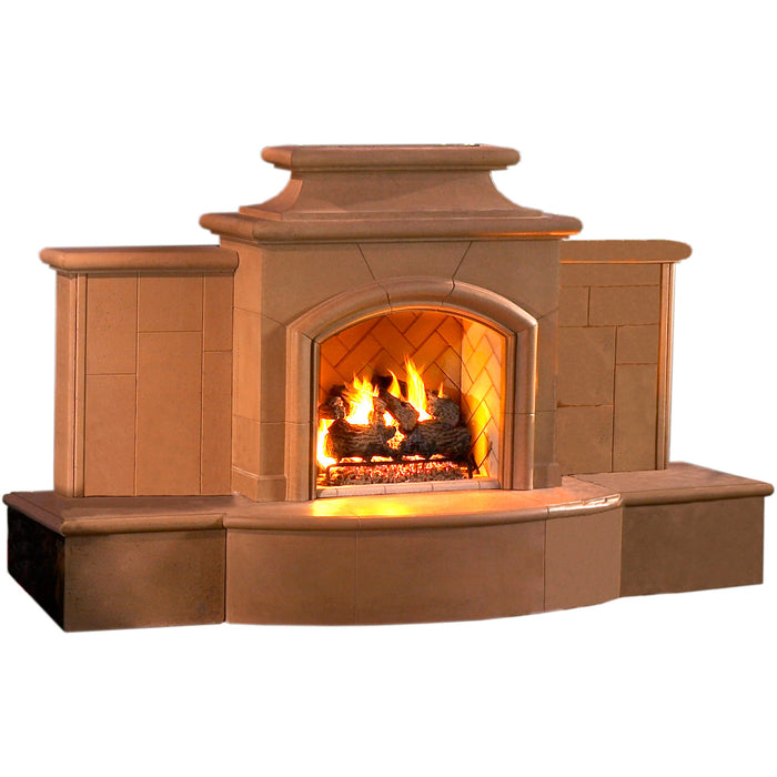 American Fyre Designs Grand Mariposa Outdoor Vent-Free Fireplace with Extended Bullnose Hearth 168-05-N-CB-LBC