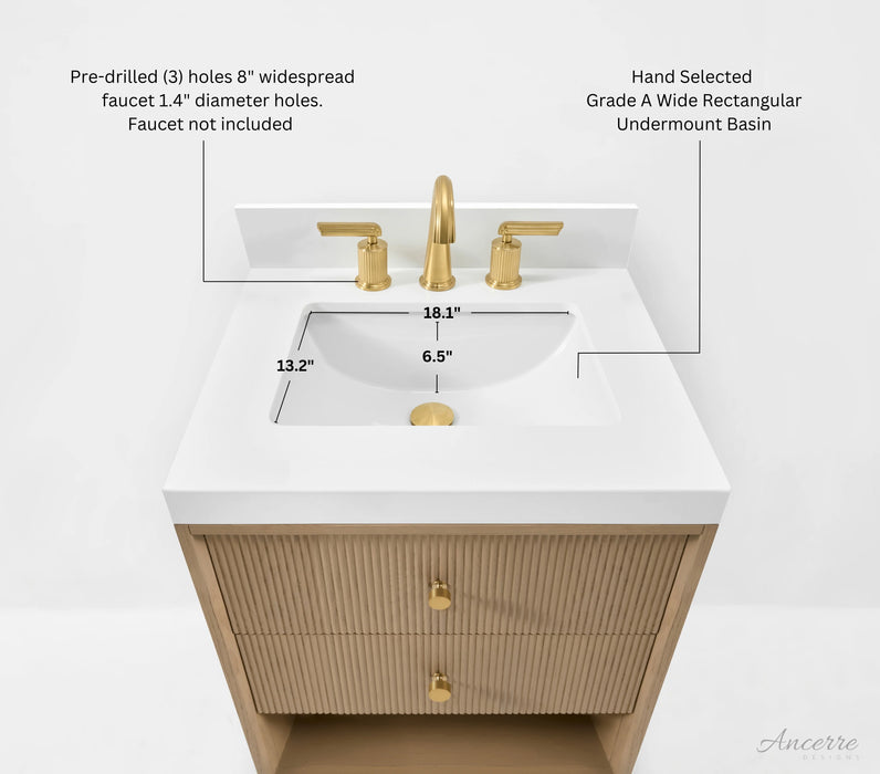 Ancerre 24” Momo Bathroom Vanity Oak Single Sink VTS-Momo-24-Oak-WQZ