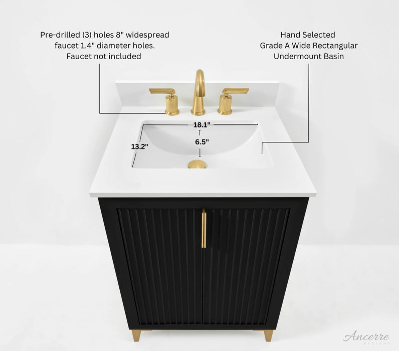 Ancerre 24” Turlington Bathroom Vanity Oak Single Sink VTS-Turlington-24-Oak-WQZ