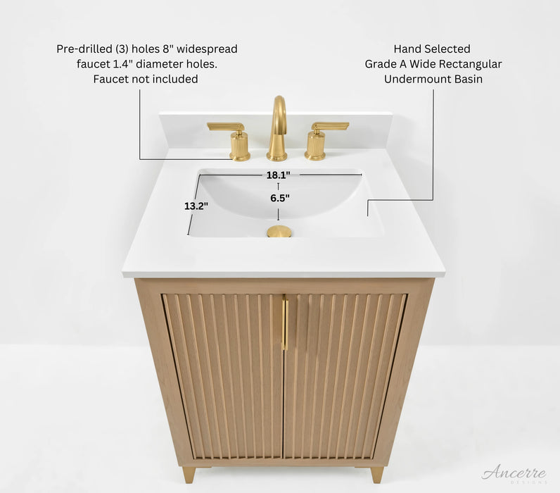 Ancerre 24” Turlington Bathroom Vanity Oak Single Sink VTS-Turlington-24-Oak-WQZ