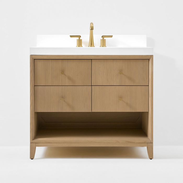 Ancerre 36” Momo Bathroom Vanity Oak Single Sink VTS-Momo-36-Oak-WQZ