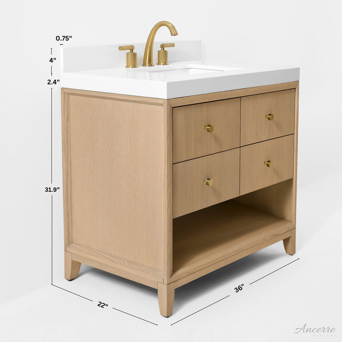 Ancerre 36” Momo Bathroom Vanity Oak Single Sink VTS-Momo-36-Oak-WQZ