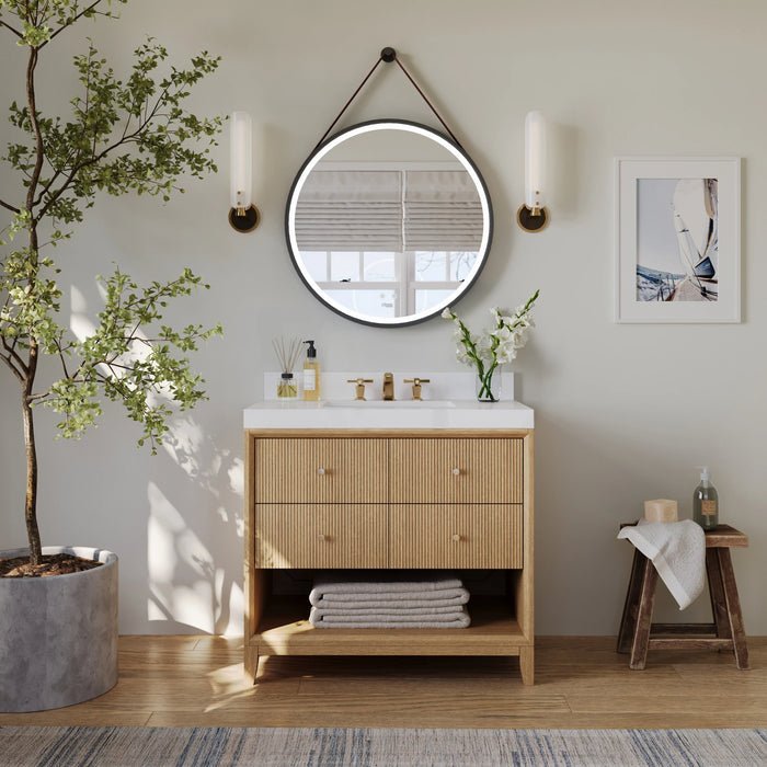 Ancerre 36” Momo Bathroom Vanity Oak Single Sink VTS-Momo-36-Oak-WQZ