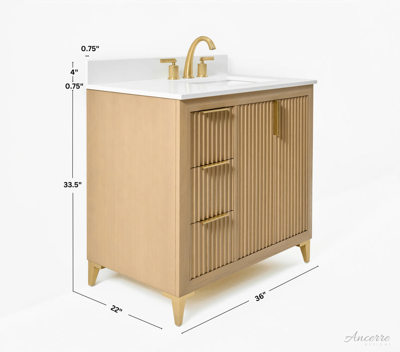 Ancerre 36” Turlington Bathroom Vanity Oak Single Sink VTS-Turlington-36-Oak-WQZ