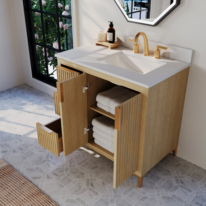 Ancerre 36” Turlington Bathroom Vanity Oak Single Sink VTS-Turlington-36-Oak-WQZ