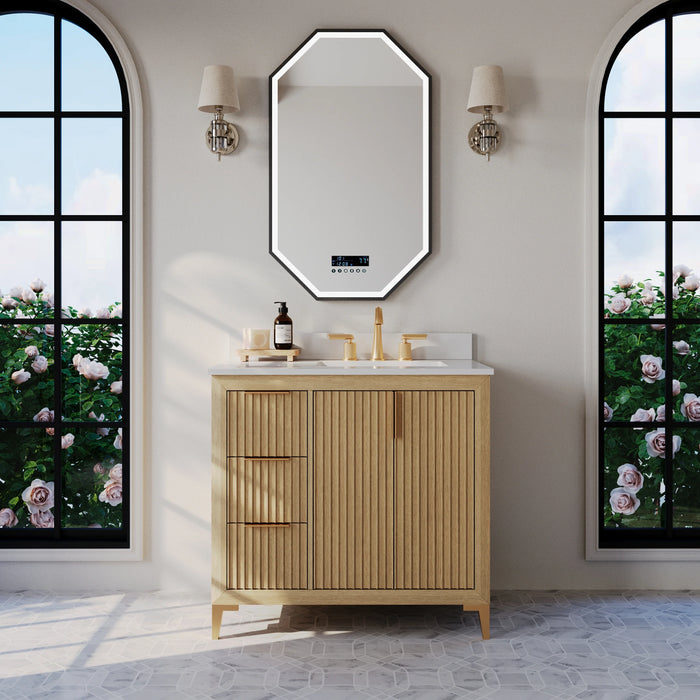 Ancerre 36” Turlington Bathroom Vanity Oak Single Sink VTS-Turlington-36-Oak-WQZ