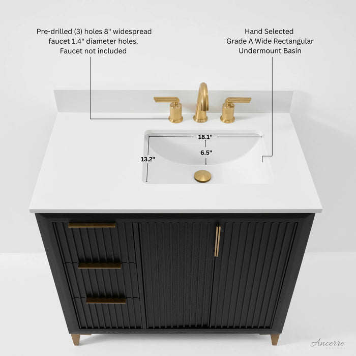 Ancerre 36” Turlington Bathroom Vanity Oak Single Sink VTS-Turlington-36-Oak-WQZ