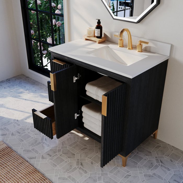 Ancerre 36” Turlington Bathroom Vanity Oak Single Sink VTS-Turlington-36-Oak-WQZ