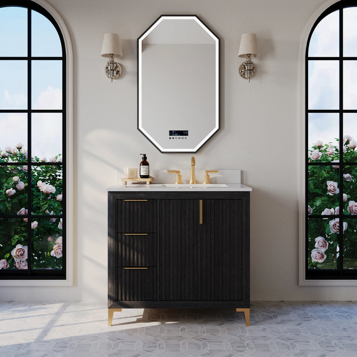 Ancerre 36” Turlington Bathroom Vanity Oak Single Sink VTS-Turlington-36-Oak-WQZ