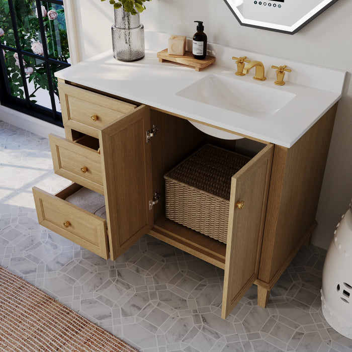 Ancerre 42” Hannah Bathroom Vanity Oak Single Sink VTS-Hannah-42-R-Oak-WQZ