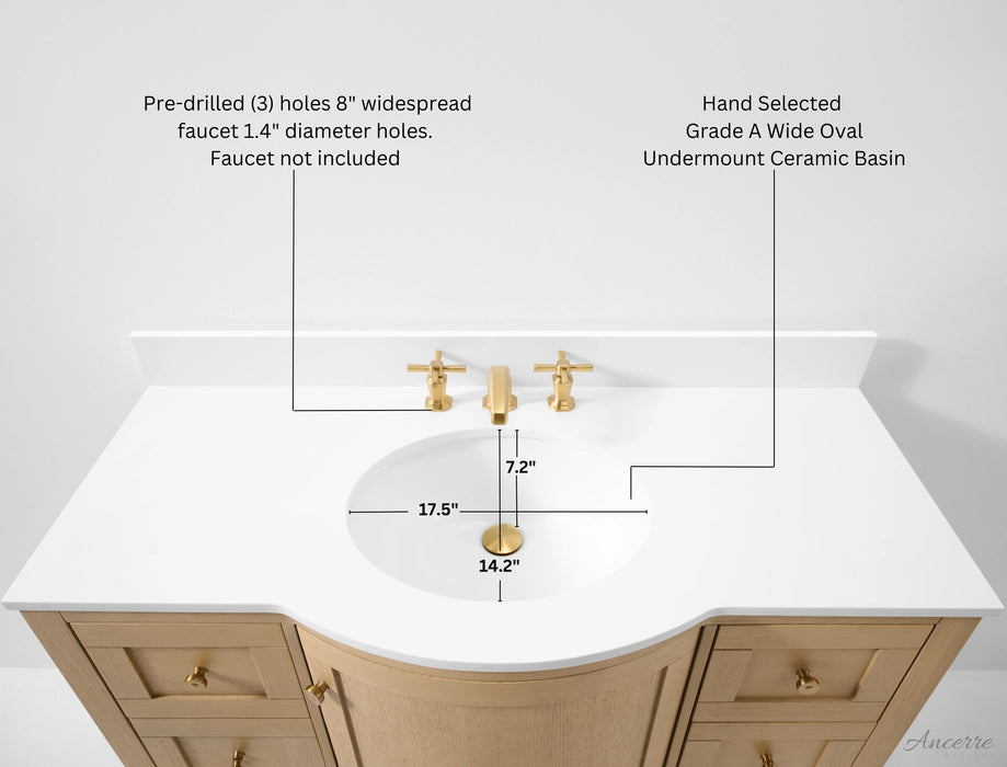 Ancerre 42” Lauren Bathroom Vanity Oak Single Sink VTS-Lauren-42-Oak-WQZ