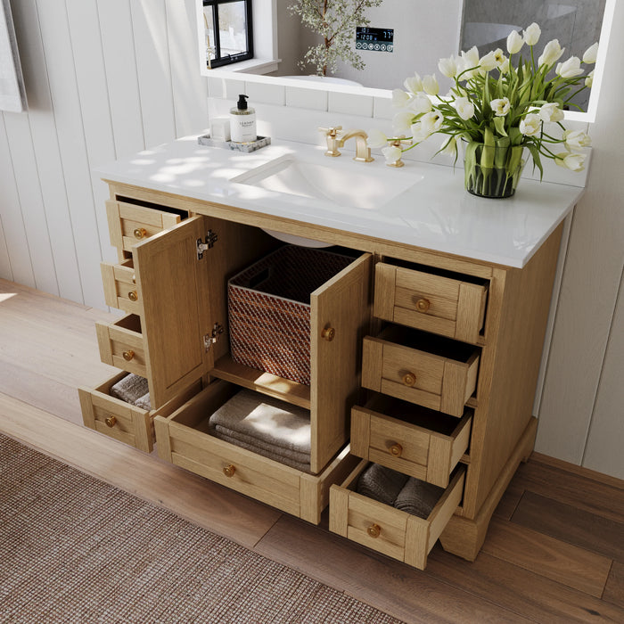 Ancerre 48” Audrey Bathroom Vanity Oak Single Sink Cabinet Set VTS-Audrey-48-Oak-WQZ