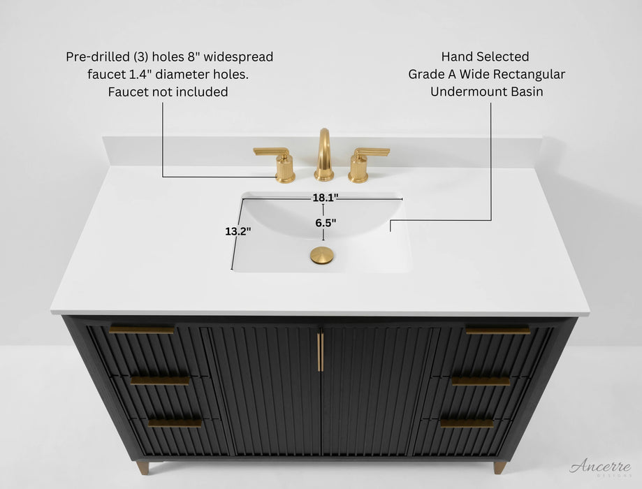 Ancerre 48” Turlington Bathroom Vanity Oak Single Sink VTS-Turlington-48-Oak-WQZ