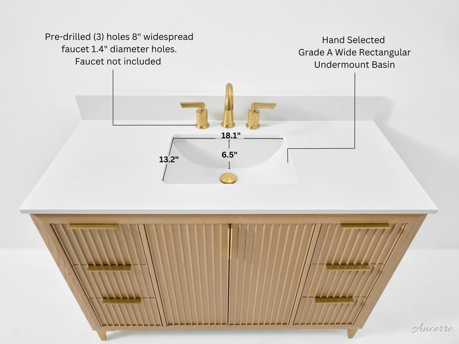 Ancerre 48” Turlington Bathroom Vanity Oak Single Sink VTS-Turlington-48-Oak-WQZ