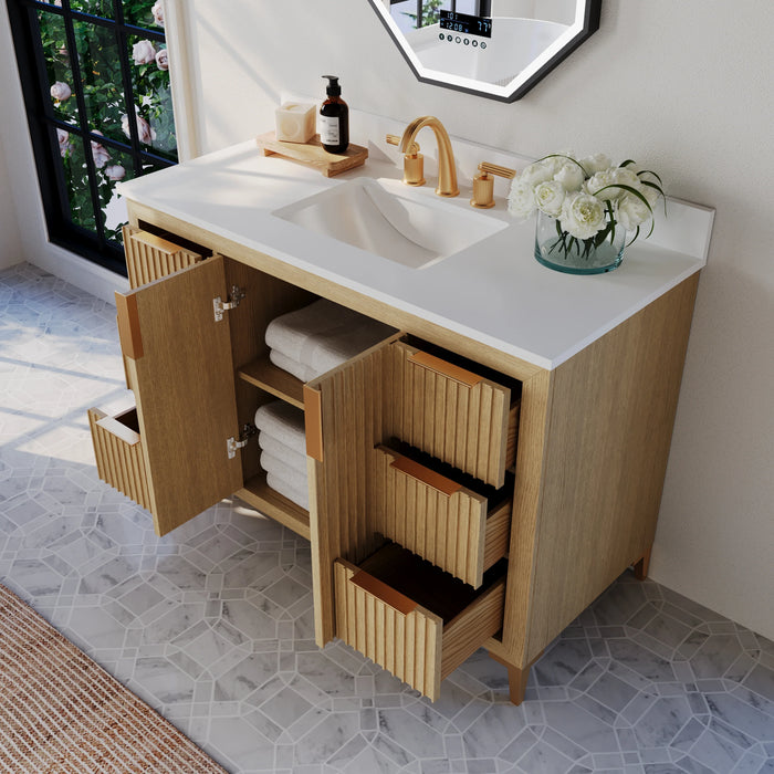 Ancerre 48” Turlington Bathroom Vanity Oak Single Sink VTS-Turlington-48-Oak-WQZ