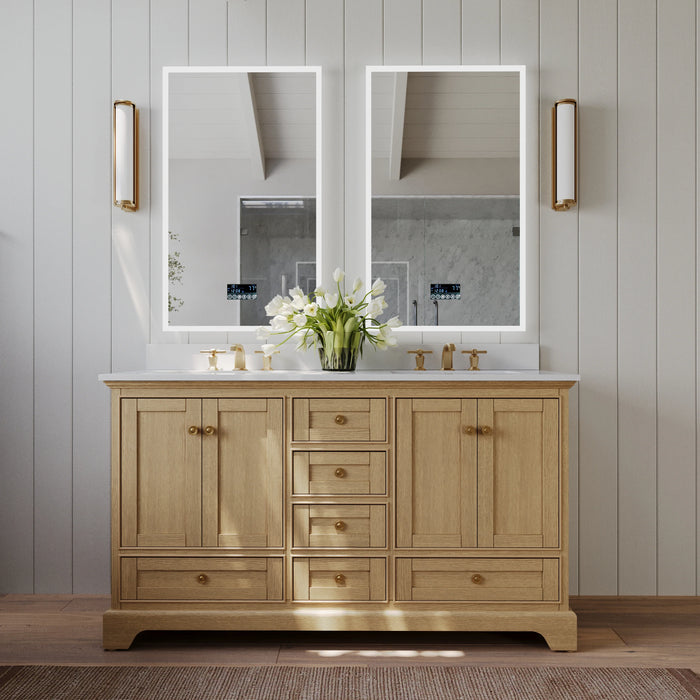 Ancerre 60” Audrey Bathroom Vanity Oak Double Sink Cabinet Set VTS-Audrey-60-Oak-WQZ