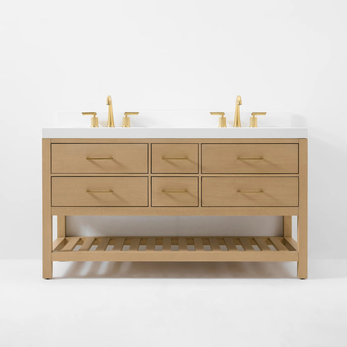 Ancerre 60” Audrey Bathroom Vanity Oak Double Sink VTS-Elizabeth-60-Oak-WQZ