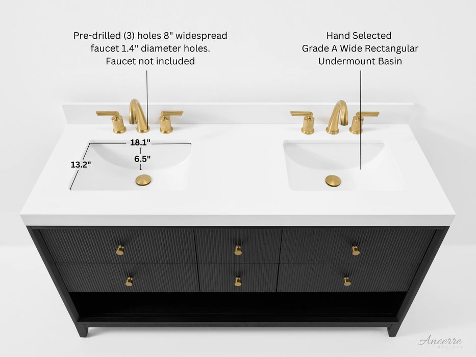 Ancerre 60” Momo Bathroom Vanity Oak Double Sinks VTS-Momo-60-Oak-WQZ