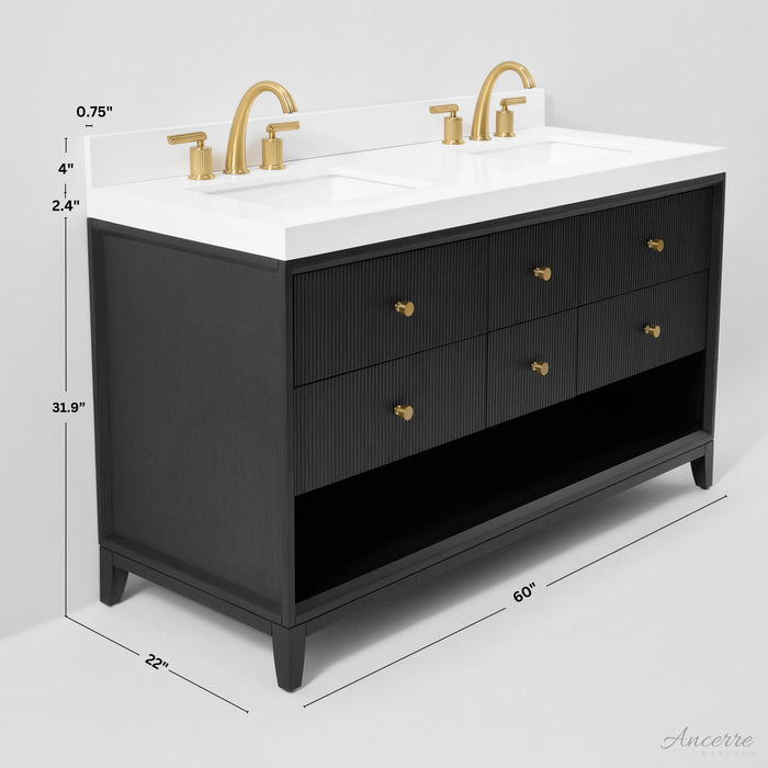 Ancerre 60” Momo Bathroom Vanity Oak Double Sinks VTS-Momo-60-Oak-WQZ