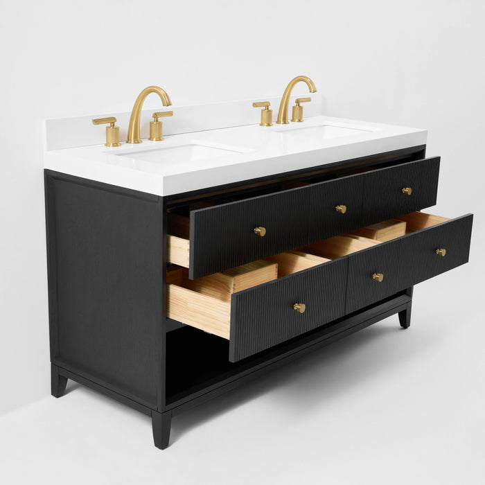 Ancerre 60” Momo Bathroom Vanity Oak Double Sinks VTS-Momo-60-Oak-WQZ